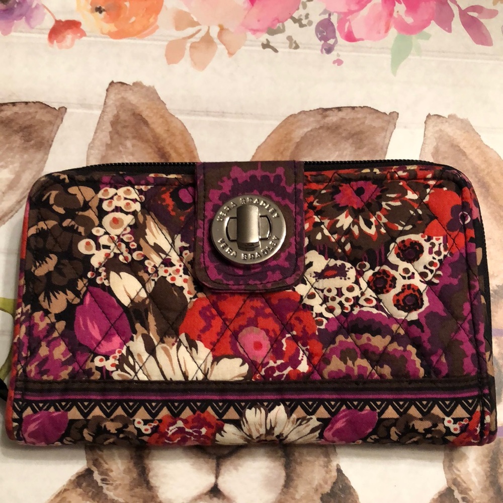 Vera Bradley Rosewood print turn lock wallet